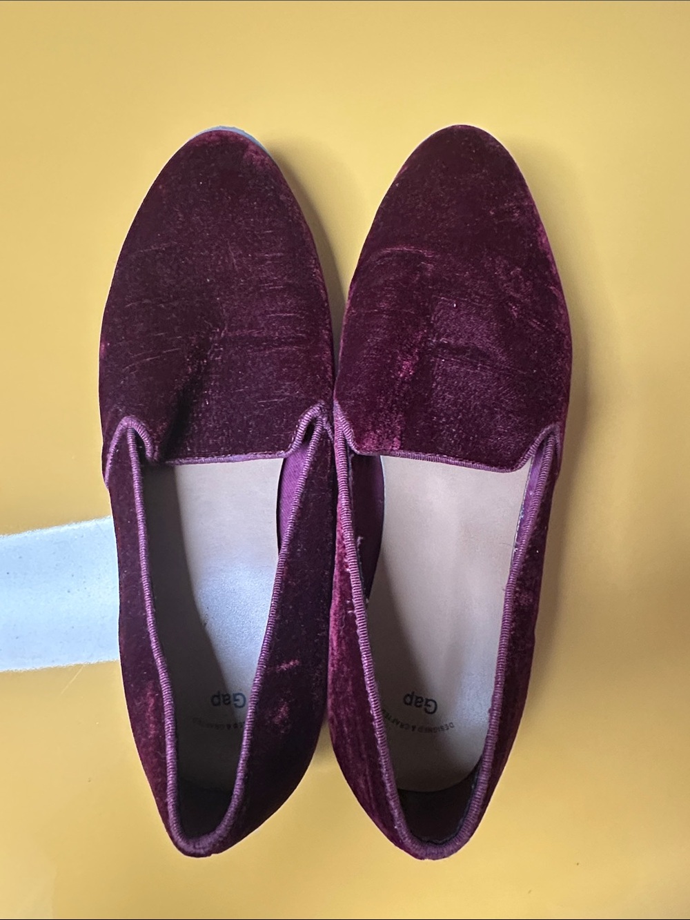 Gap Velvet Slip-On Loafers in Burgundy